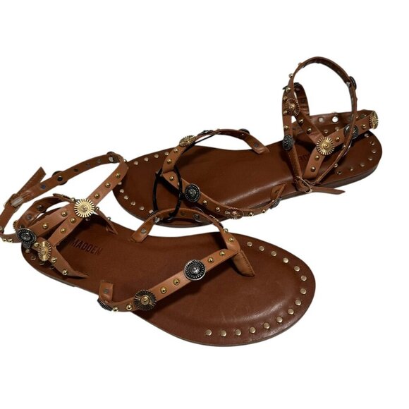Steve Madden Women's Recent Ankle-Wrap Studded Flat Gladiator Sandals Size 9.5 - Picture 4 of 6
